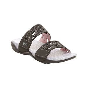 JBU SPORT Womens Brown Non-Slip Wildflower Round Toe Wedge Slide Sandals 6.5 M